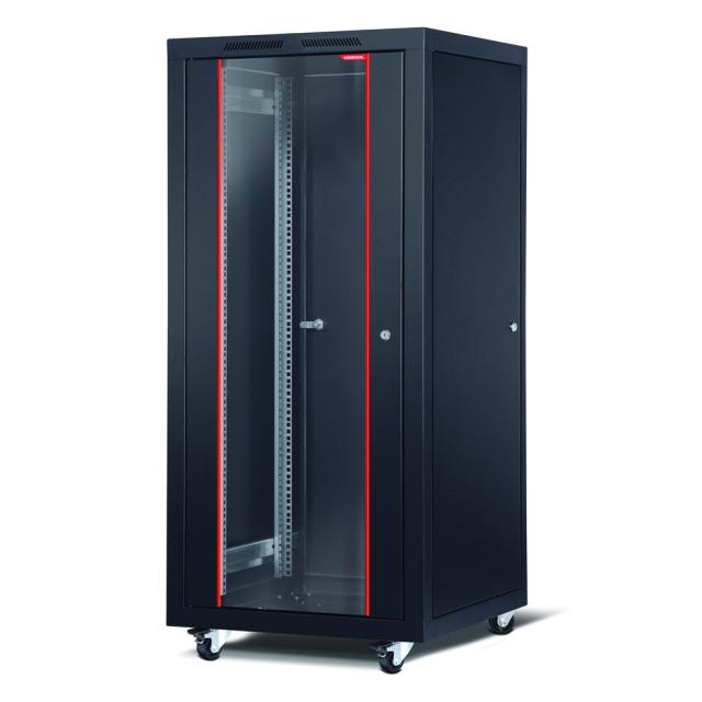 Комуникационен шкаф Formrack 19" Free standing rack 26U 600/600mm, height: 1386 mm, loading capacity: 600 kg, front tempered glass door, openable locking sides and back (does not include castor/feet group)