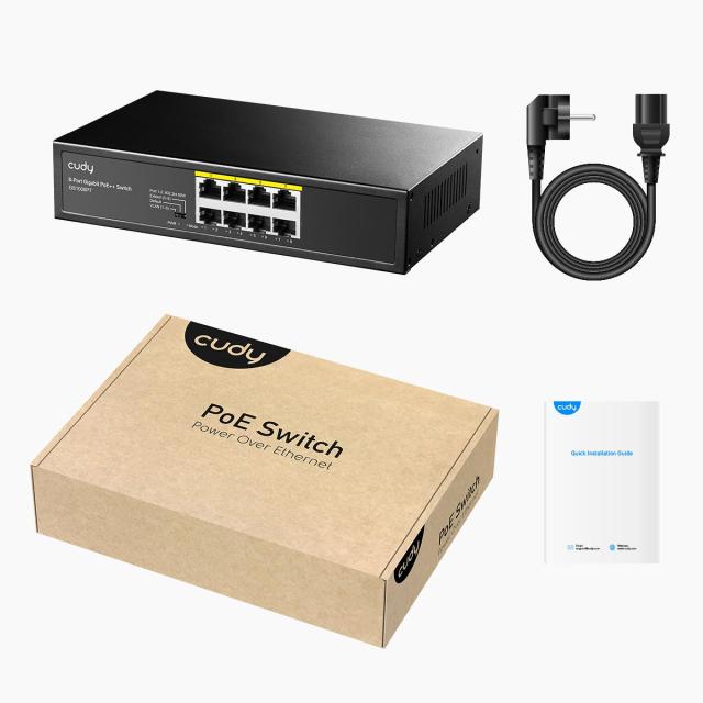 Суич Cudy GS1008PT, 8 портов, 10/100/1000, PoE+ Switch 120W