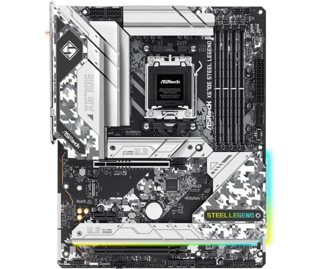 Дънна платка ASRock X670E Steel Legend, X670E, AM5, DDR5, PCI-E 5.0 (DP&HDMI)(CF), 4x SATA 6Gb/s, 5x M.2 slot, 2x USB 3.2 Gen1, ATX