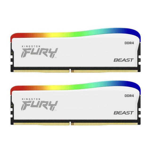 Памет Kingston FURY Beast White RGB 16GB (2x8GB) DDR4 PC4-28800 3600MHz, CL17, 1.35 V