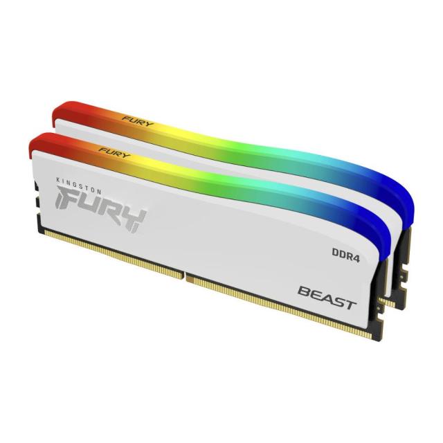 Памет Kingston FURY Beast White RGB 16GB (2x8GB) DDR4 PC4-28800 3600MHz, CL17, 1.35 V