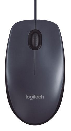 Жична оптична мишка LOGITECH M100, USB, Тъмно сив