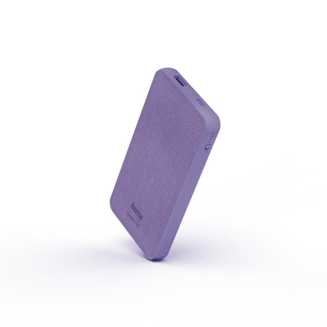 Външна батерия HAMA Fabric 10, 10 000 mAh, LiPolym, USB-C, USB-A, Лилав