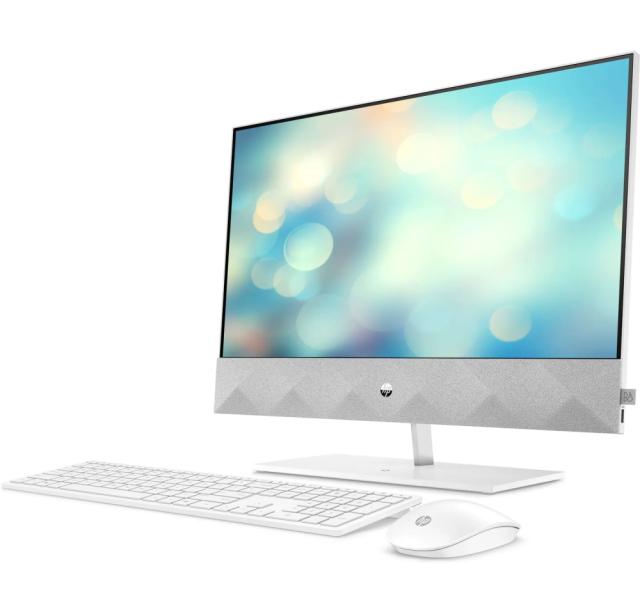 Настолен компютър - всичко в едно HP Pavilion All-in-One 24-k1009nu White, Core i7-11700T(1.4Ghz, up to 4.6GH/16MB/8C), 23.8" FHD UWVA BV + 5MP IR Camera, 16GB 2933Mhz 1DIMM, 1TB PCIe SSD, WiFi a/c + BT 5, Mouse&Keyboard, Win 11 Advanced