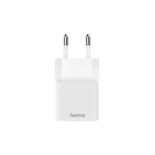 Мрежово зарядно HAMA Mini-Charger, Power Delivery (PD) Qualcomm 3.0, USB-C, 20W, Бял