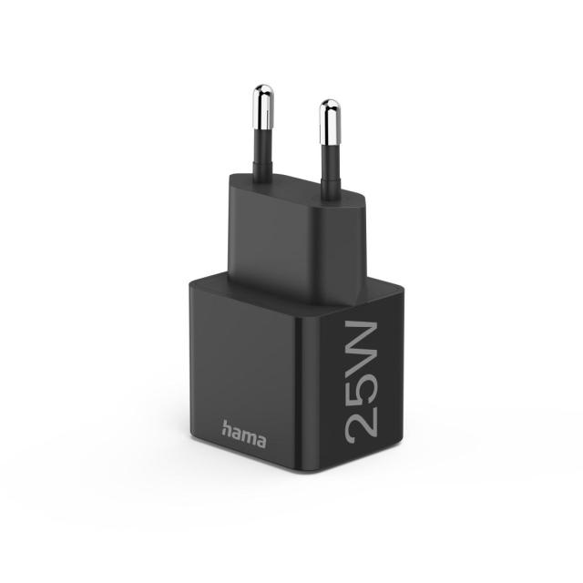 Мрежово зарядно HAMA Mini-Charger, Power Delivery (PD), Qualcomm 3.0, USB-C, 25W, Черен