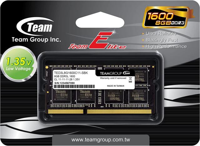 Памет Team Group Elite 8GB DDR3L 1600 MHz, CL11, 1.35 V