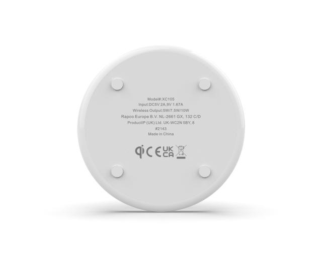 Безжично зарядно устройство RAPOO XC105, Qi, 5W/7.5W/10W, Бял