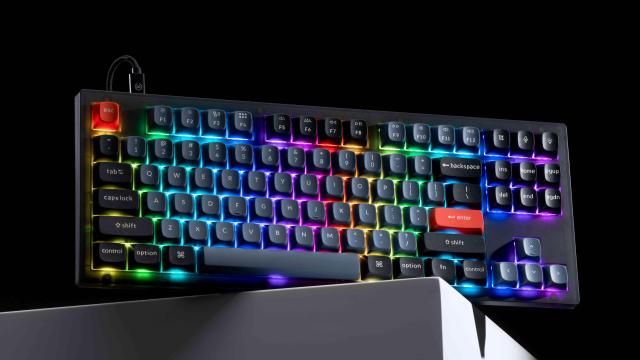Геймърска Механична клавиатура Keychron V3 TKL Knob QMK Frosted Black Translucent, Keychron K Pro Blue Switch, RGB Backlight