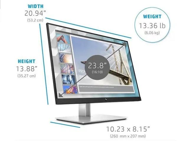 Монитор HP E24i G4, 24" (60.96 cm) WUXGA  IPS, 5ms, 250 cd/m2, HDMI, DisplayPort, VGA