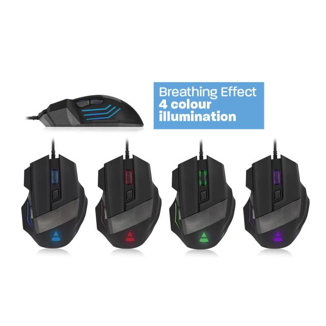 Геймърска мишка Ewent PL3300, Подсветка, 3200 dpi, USB 2.0, Черен