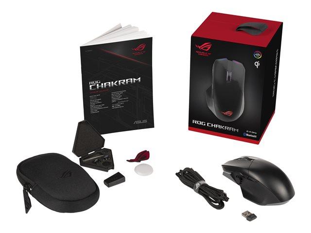Мишка Asus ROG Chakram, оптична (16000 dpi), безжична/жична, USB, черна, Aura Sync RGB подсветка