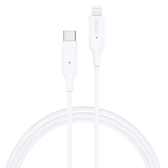 Кабел за зареждане/Дата, USB-C/ Type-C/-Lightning, 1м, бял