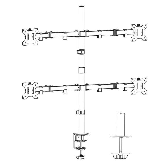 Стойка за 4 монитора ACT AC8304, За бюро, Регулируема, 32", 8 кг, Черна
