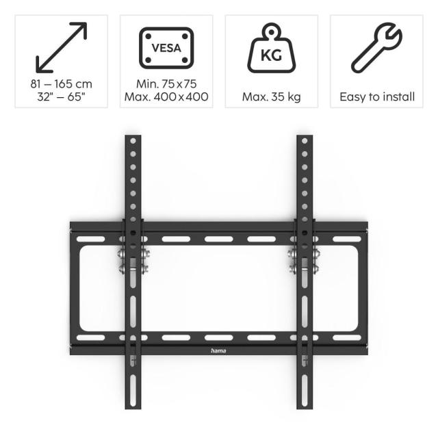 Стенна стойка Hama TILT, 165 см (65"), Черна