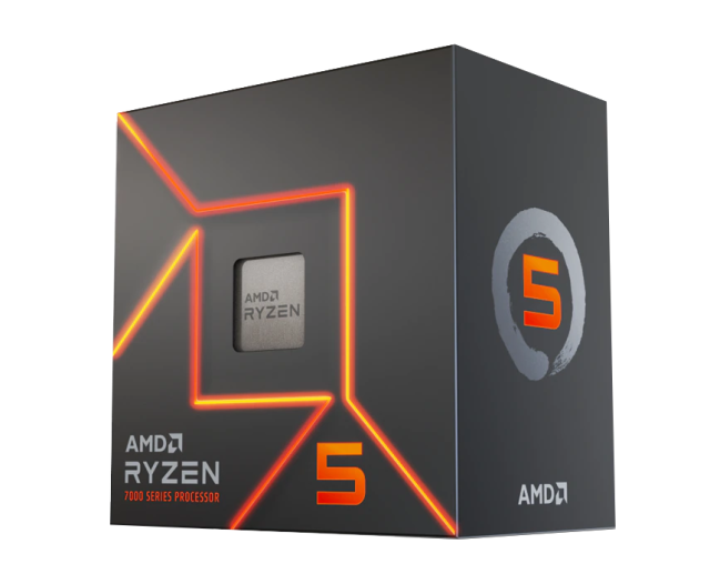 Процесор AMD RYZEN 5 7600 6C (3.8 / 5.1 GHz Turbo, 32MB, 65W, AM5), BOX, с охлаждане