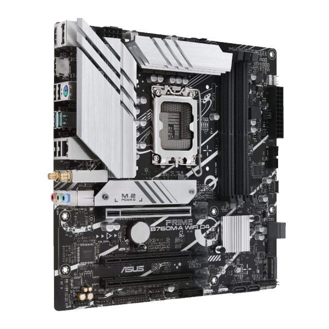 Дънна платка ASUS PRIME B760M-A WIFI D4, LGA1700, 4x DDR4, 4x SATA 6Gb/s, 2x M.2, WiFi 6/Bluetooth v5.2, 2xHDMI/DP, mATX