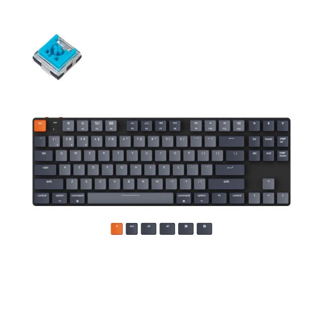 Геймърска Механична клавиатура Keychron K1 SE TKL D2, Blue Switch, алуминиева и пластмасова рамка, бяла подсветка