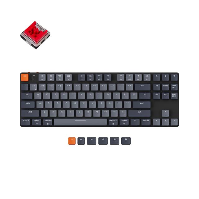 Геймърска Механична клавиатура Keychron K1 SE TKL D1, Red Switch, алуминиева и пластмасова рамка, бяла подсветка