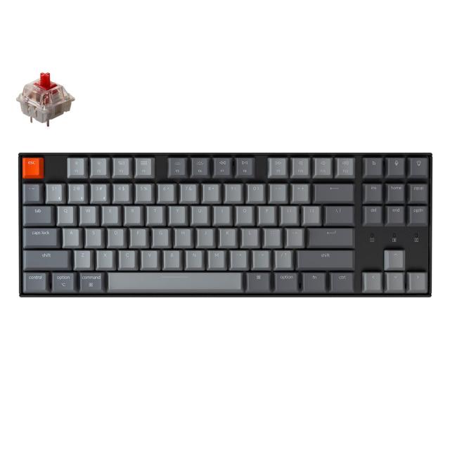 Геймърска Механична клавиатура Keychron K8 Hot-Swappable TK, Red Switch, бяла подсветка, Черна