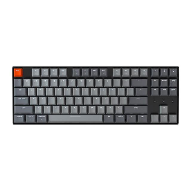 Геймърска Механична клавиатура Keychron K8 Hot-Swappable TK, Red Switch, бяла подсветка, Черна