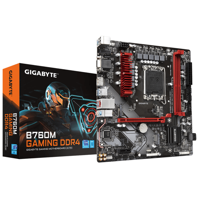 Дънна платка GIGABYTE B760M GAMING, LGA1700, 2x DDR4, PCIe 4.0, 2x M.2 NVMe, 4x SATA 6Gb/s, USB Type-C, VGA, HDMI, DP, ATX