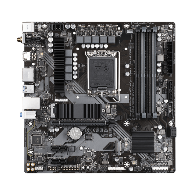 Дънна платка GIGABYTE B760M DS3H AX, LGA1700, 4x DDR4, PCIe 4.0, 2x M.2 NVMe, 4x SATA 6Gb/s, USB Type-C, WIFI 6E, Bluetooth V5.3,  HDMI, DP,  ATX