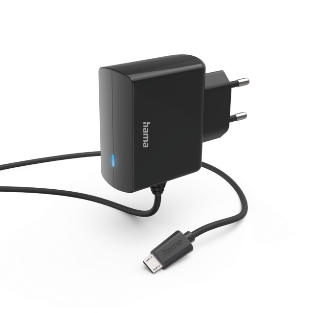 Зарядно HAMA 220V с кабел micro-USB, 6 W, 1.0 m, черно