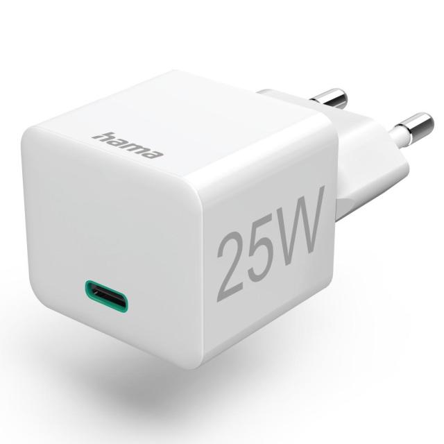 Бързо зарядно HAMA, 220V, USB-C, PD/Qualcomm, 25W, Бял