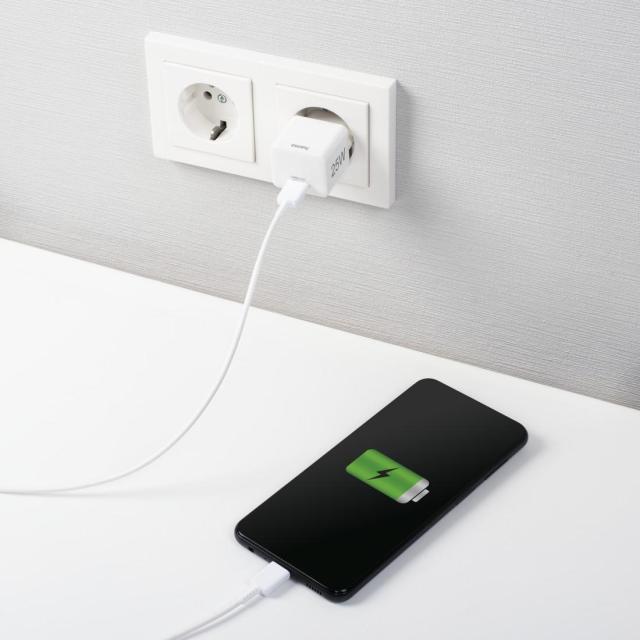 Бързо зарядно HAMA, 220V, USB-C, PD/Qualcomm, 25W, Бял