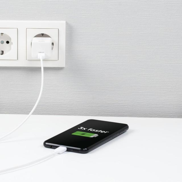 Бързо зарядно HAMA, 220V, USB-C, PD/Qualcomm, 25W, Бял