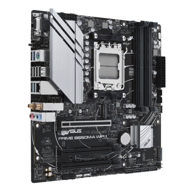 Дънна платка ASUS PRIME B650M WI-FI II socket AM5, 4xDDR5, 2xM.2 NVME PCIe 5.0/4.0, Aura Sync, ATX 