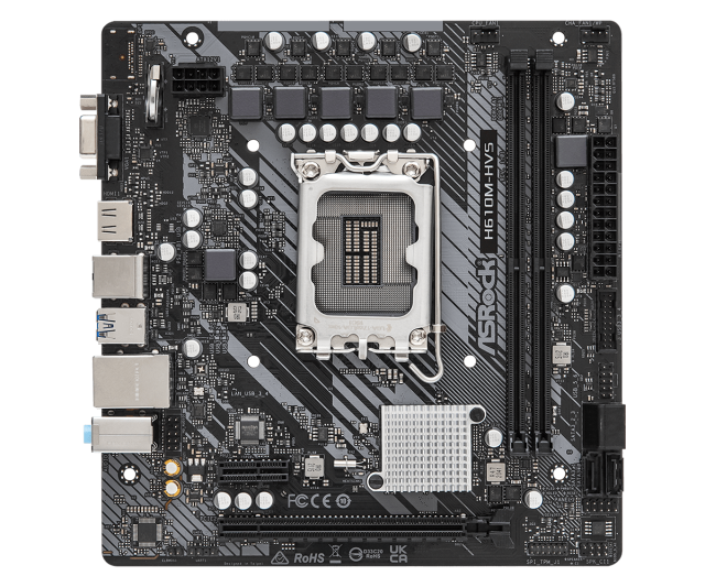 Дънна платка ASRock H610M-HVS/M.2 R2.0, H610, LGA 1700, DDR4, PCI-E 4.0, 1x M.2, 4x SATA 6Gb/s, 2x USB 3.2 Gen1, HDNI, VG, mATX
