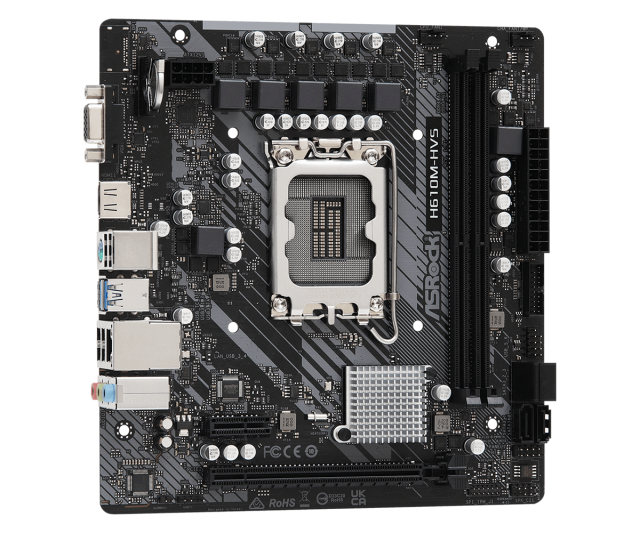 Дънна платка ASRock H610M-HVS/M.2 R2.0, H610, LGA 1700, DDR4, PCI-E 4.0, 1x M.2, 4x SATA 6Gb/s, 2x USB 3.2 Gen1, HDNI, VG, mATX