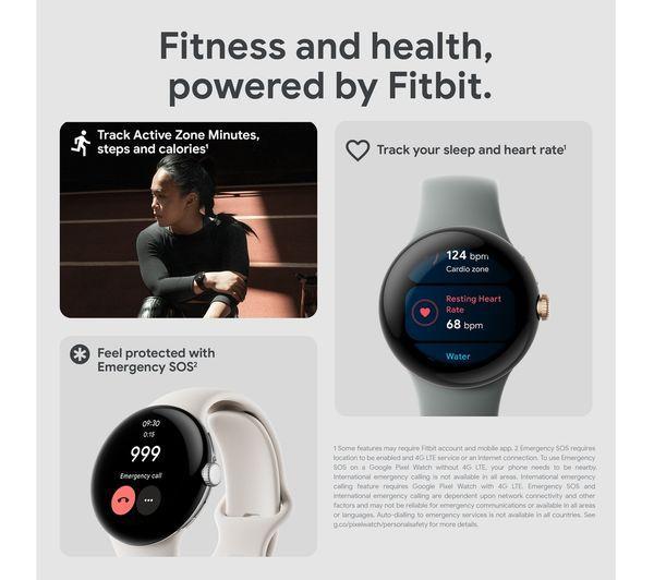 Смарт часовник Google Pixel Watch WiFi с Google Асистент 41mm, 32 GB, Wi-Fi - Silver, Chalk Strap