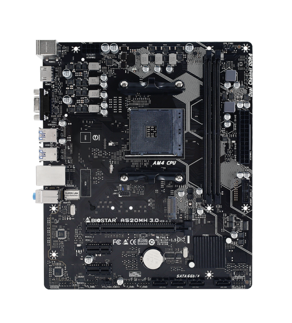 Дънна платка BIOSTAR A520MH 3.0, Socket AM4, 2xDDR4, 4 x SATA3 6.0 Gb/s, 1 x M.2, VGA, HDMI, Micro ATX 