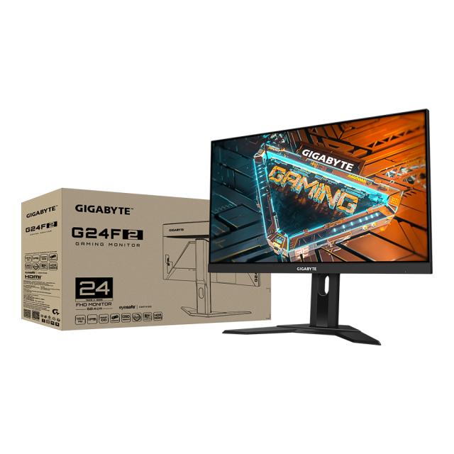 Монитор Gigabyte G24F 2, 23.8" (60.45 cm) SS IPS FHD, 165Hz, 1ms, 2xHDMI, 3xUSB 3.2, черен