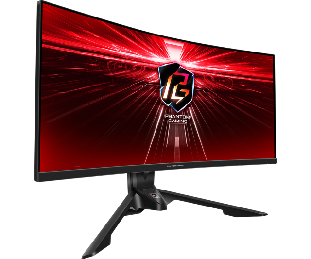 Монитор ASRock PG34WQ15R3A, 34" (86.36 cm) UHD (3440 x 1440) VA 1500 Curved, 165Hz, 1ms, HDMI, DisplayPort, AMD FreeSync WiFi