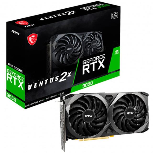 Видео карта MSI NVidia GeForce RTX 3050 VENTUS 2X 8G OC, 8GB GDDR6, 128bit, 3x DP, HDMI 2.1