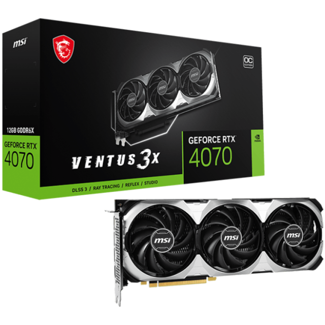 Видео карта MSI Nvidia GeForce RTX 4070 VENTUS 3X 12G OC, 12GB GDDR6X, 192bit, PCIe 4.0, 3x DP 1.4a, HDMI 2.1a