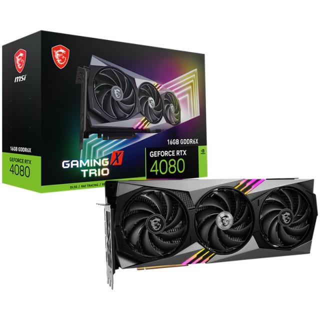 Видео карта MSI Nvidia GeForce RTX 4080 16GB GAMING X TRIO, 16GB GDDR6X, 256bit, PCIe 4.0, 3x DP 1.4a, HDMI 2.1a