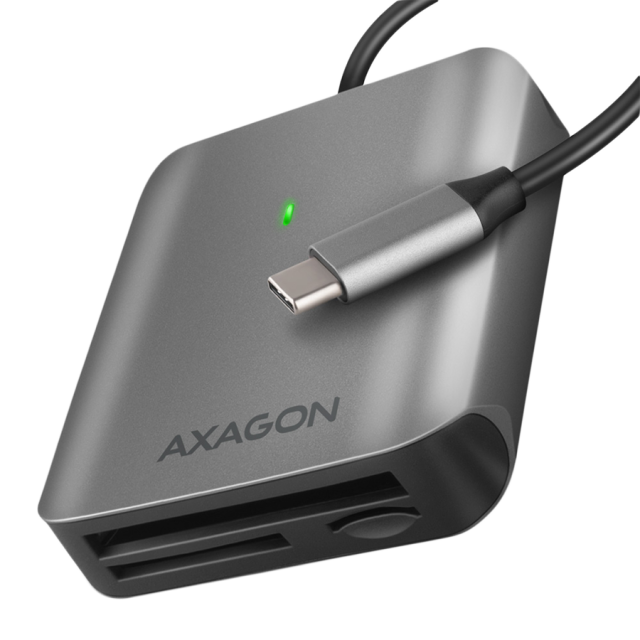 Четец за карти AXAGON CRE-S3C - aлуминиеви високоскоростни, SD/SDHC/SDXC/MicroSDHC/microSDXC, CompactFlash, MMC mobile, RS-MMC, TransFlash, USB Type-C 3.2 Gen1