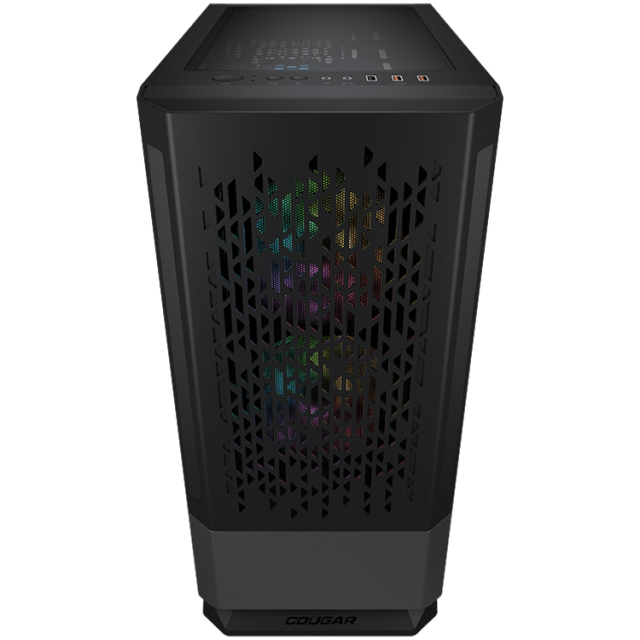 Кутия COUGAR MX430 RGB (Black), USB 3.0 x 2, USB 2.0 x 1, Mic x 1 / Audio x 1, RGB Button, 3x ARGB, Mid Tower, Mini ITX / Micro ATX / ATX