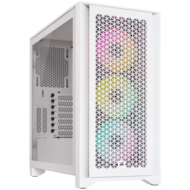 Кутия Corsair iCUE 4000D RGB AIRFLOW, 1x USB 3.2, 1x USB-C 3.2, ATX/mATX/MiniITX/E-ATX, бяла
