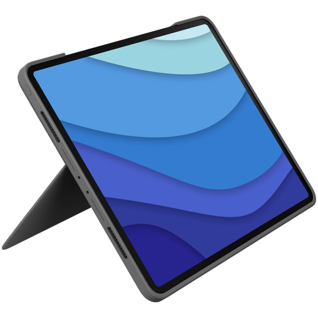 Клавиатура за таблет Logitech Combo Touch, съвместима с Apple iPad Air (4th & 5th gen) с тъчпад, безжична, подсветка, сива